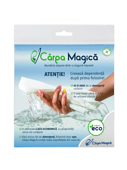 Laveta microfibra Eco 40 x 40 cm + 1 x Burete spuma melaminica Eco 10 x 5 x 2 cm, Carpa Magica My Store