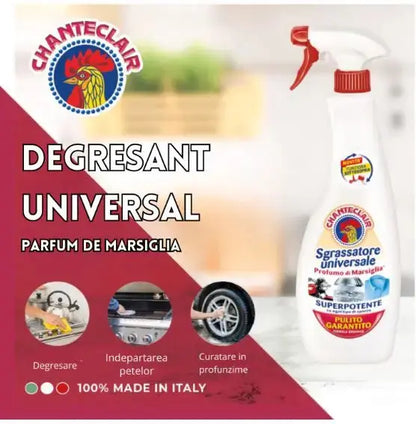 Degresant universal Chanteclair, Parfum de Marsiglia, Curata multiple suprafete, Efect puternic si rapid, Up-side down, 600 ml