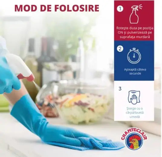 Degresant universal Chanteclair, Parfum de Marsiglia, Curata multiple suprafete, Efect puternic si rapid, Up-side down, 600 ml