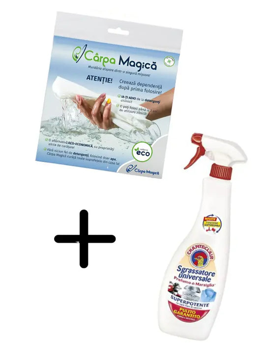 Pachet Curățenie Rapidă - Degresant universal Chanteclair, Parfum de Marsiglia + Laveta microfibra Eco 40 x 40 cm, Carpa Magica