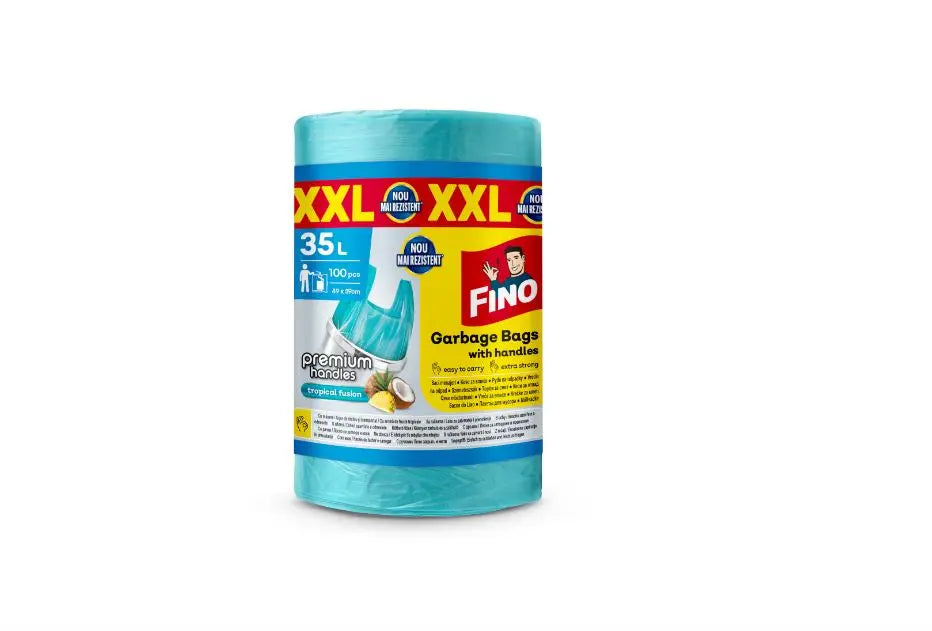Saci menajeri parfumati si colorati cu manere Fino, 35l, 100 buc